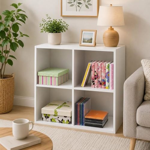 KB Designs - 4-Cube Bookcase, Unit Shelf, Storage Organizer, White