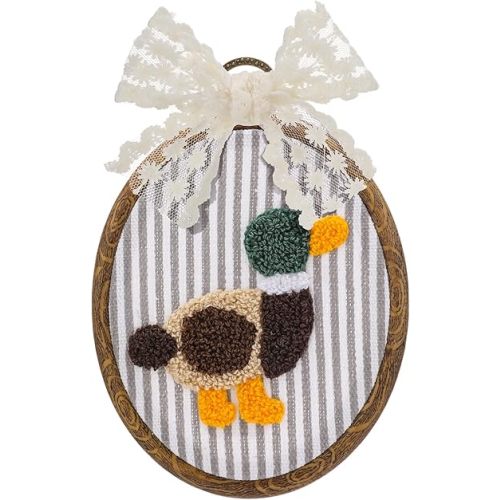 Blulu Vintage Mallard Duck Decor Duck Nursery Decor Framed Wall Art with Bow Rustic Cottagecore Hunting Decorations Farmhouse Hanging Artwork for Bedroom