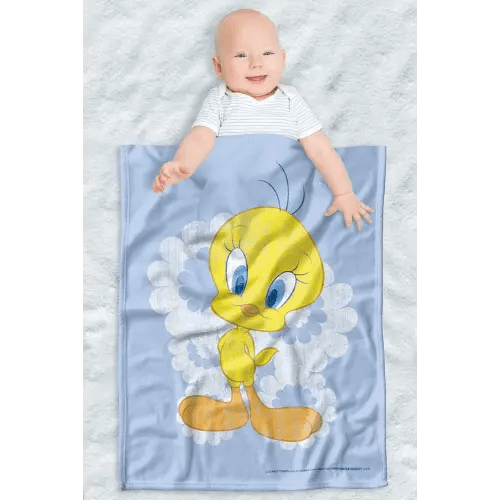 LOGOVISION Looney Tunes Lightweight Baby Blanket, 30"X40", Retro Tweetys Unisex for Infants Girls & Boys