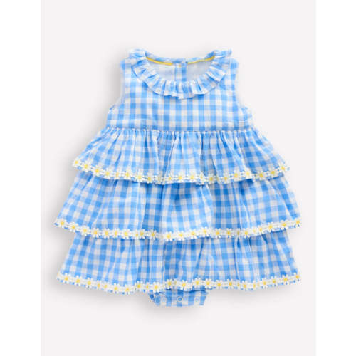 Ruffle Woven Romper-Gingham Daisies | Boden UK
