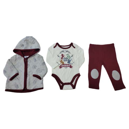 Disney Baby Comfortable Snap Close Top, Sweatpants, Zippered Hoodie 3 Piece Set (Harry Potter, 3-6M)