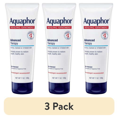 (3 pack) Aquaphor Healing Ointment Skin Protectant for Dry, Cracked, Irritated Skin, Fragrance Free, 7 oz