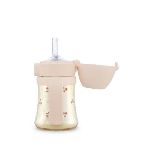 Grosmimi PPSU Straw Cup with Flip Top - 6oz (12 Months+) Cherry Peach 6oz