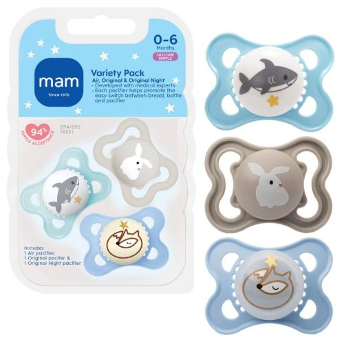 MAM Pacifier Variety Pack 0-6m - Boy - 3pk