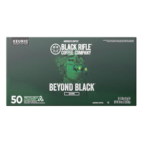 Black Rifle Coffee Company Beyond Black, 50 Count, Dark Roast K Cups - Single Serve K Cups Coffee Pods - Kcup Pods Compatible with Keurig 1.0 & 2.0 - Made from Arabica Beans