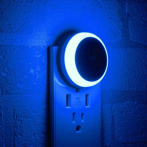 LED Night Light Blue, Light Sensor, Calm Blue Light, Easy on Eyes, Decorative, Night Light Plug into Wall for Bedroom, Bathroom, Kitchen, Hallways, Rooms for Kids, Baby, Children, 2 Pack