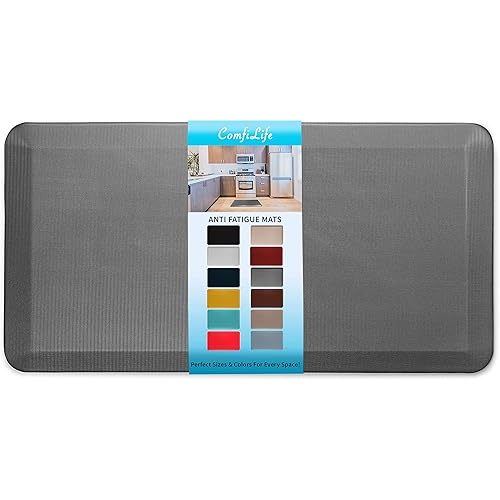 ComfiLife Anti Fatigue Floor Mat – 3/4 Inch Thick Kitchen Mats for Floor, Standing Desk Mat, Kitchen Rug – Comfort at Home, Office – Durable – Stain Resistant – Non-Slip Bottom (20" x 39", Charcoal)