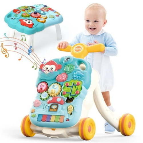 JoyStone 2 in 1 Baby Walker with Musical Play Table, Sit to Stand Toddler Learning Push Toys for 6-18 Months