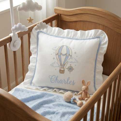 Personalized Baby Name Pillow Cover | Scalloped Nursery Pillow | Custom Embroidered Baby Pillow | Boy Nursery Decor | Baby Shower Gift