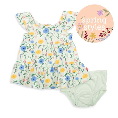 le jardin organic cotton magnetic little baby dress + diaper cover set