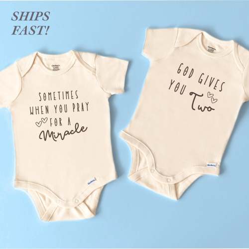Twin Baby Gifts For Parents Twin Newborn ONESIES® Gift For New Mom of Twins Baby Shirt Multiples Cute Prayed for Baby Shower Gift Twins Mom