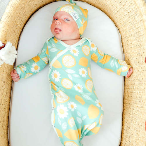 Newborn Knotted Gown - Lemon