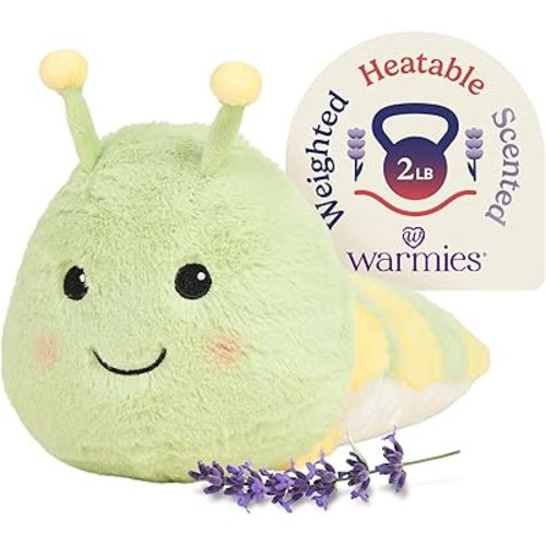 warmies Microwavable & Weighted Stuffed Animals, Caterpillar - Heated Stuffed Animal Plushie for Warmth & Comfort - Cute Soft Plush Toys for Adults & Children (Boys, Girls, Babies & Toddlers)