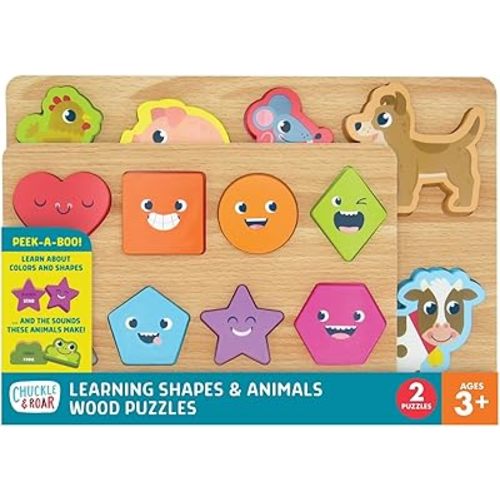 Chuckle & Roar - 10 Piece Shapes & Animals Jigsaw Puzzle for Kids Ages 3+