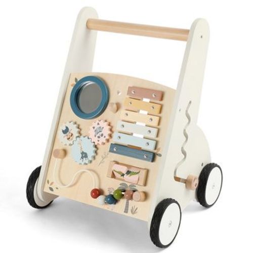 Freniland Wooden Push Walker for Toddlers, 15-Piece Activity Walker with Shape Sorter, Xylophone, Gears and Bead Maze