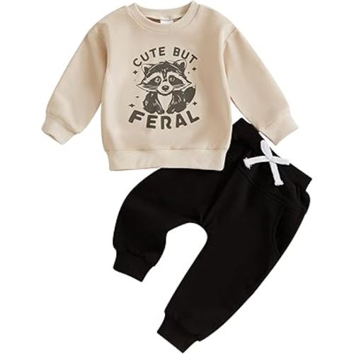 Baby Boy Fall Clothes Set Long Sleeve Crewneck Sweatshirts Pants Cute Infant Newborn Outfits 6 12 18 24 Months 2T