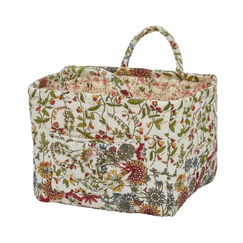 Car Storage Basket for Back Seat, Aesthetic Fabric Storage Basket for Clothes, Diapers & Toys, Multi-Purpose Quilted Basket - Boho Organizer Tote for Home, Travel & Picnic (B)