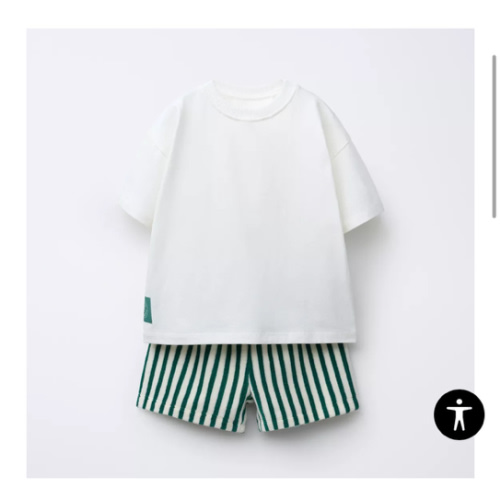 STRIPED TOWEL T-SHIRT AND BERMUDA SET - Green / Ecru | ZARA United States