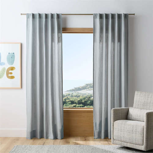 Supersoft Mist Blue 100% Organic Cotton Kids Curtain Panel 44"x84"