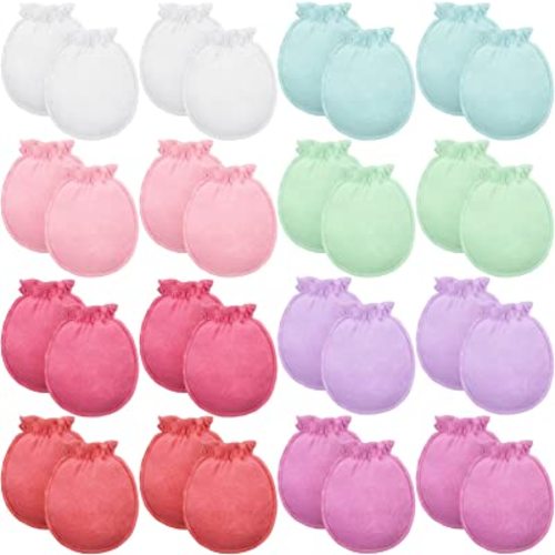 16 Pairs Newborn Baby Cotton Mittens No Scratch Gloves Unisex Newborn Mittens for baby Boys Girls 0-6 Months