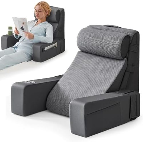 Yojoker Reading Pillow for Bed with Adjustable Armrests and Side Pockets, Back Pillow for Bed Sitting Up, Sit Up Pillow, and Bed Pillows for Sitting Up, Ideal for Reading, Watching TV and Relaxing