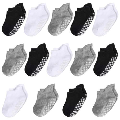 IMIVIO Infant Baby Socks with Grips for 6-12 Months Boys Girls, 14 Pack