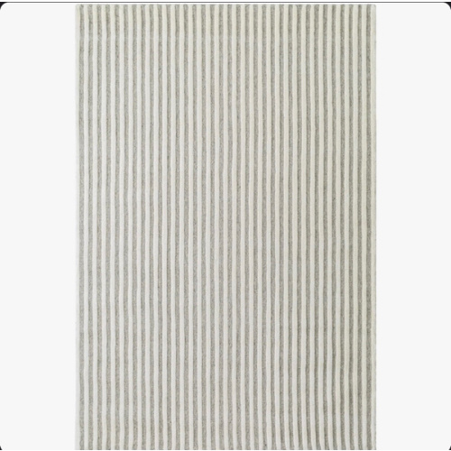 Rectangle Camon Striped Hand Tufted Wool Area Rug in Brown/Ivory