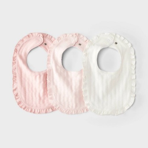 Baby Cotton 3pk Bibs - Cloud Island™ Pink