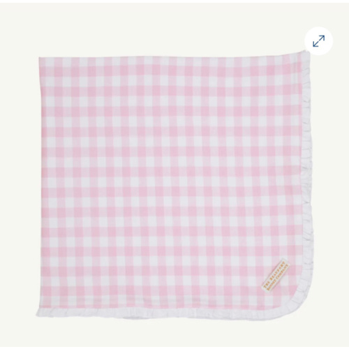 Baby Buggy Blanket - Palm Beach Pink Gingham with Worth Avenue White