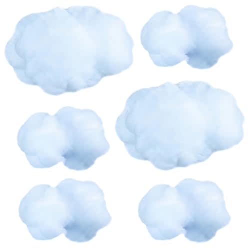 Jetec 6 Pcs Sky Blue Artificial Cloud Props, Small and Medium | Artificial Cloud Props, DIY Imitation Fake Cloud Ceiling Hanging, Classroom Stage Wedding Party, Blue Sky Nursery Room Decor