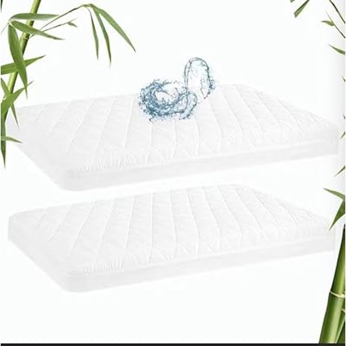 Waterproof Bassinet Mattres Pad Cover Fits 33x20 Baby Delight, Mika Micky, KoolaBaby, Dream On Me, ANGELBLISS and Bedside Sleeper Mattress, 2 Pack, Ultra Soft Viscose Made from Bamboo Surface