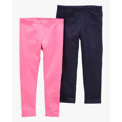 Baby 2-Pack Pink & Navy Cotton Stretch Leggings | Carter's