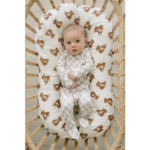 taupe checkered bamboo layette set