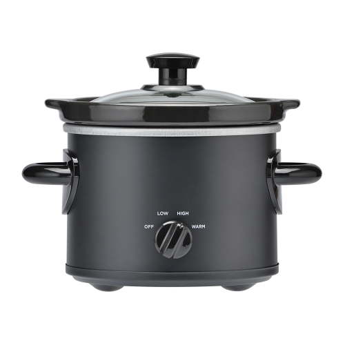 Mainstays 2 Quart Round Slow Cooker, with Matte Black Finish and Glass Lid
