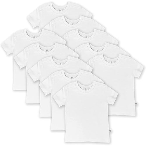 HonestBaby Unisex-Baby 5-Pack Short Sleeve T-Shirts 100% Organic Cotton Baby, Toddler, Little Kid, Boy, Girl, Unisex