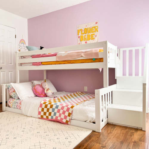 Twin Over Full Low Bunk Bed With Stairs