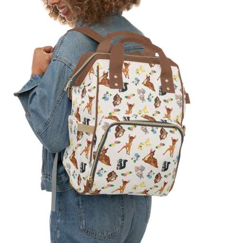 Bambi Diaper Bag, Woodland Baby Bag, Multifunctional Diaper Backpack, Neutral Baby Shower Gift, New Mom Gift
