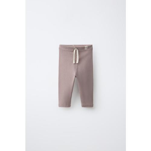LABEL DETAIL RIBBED LEGGINGS - Dusty pink | ZARA United States