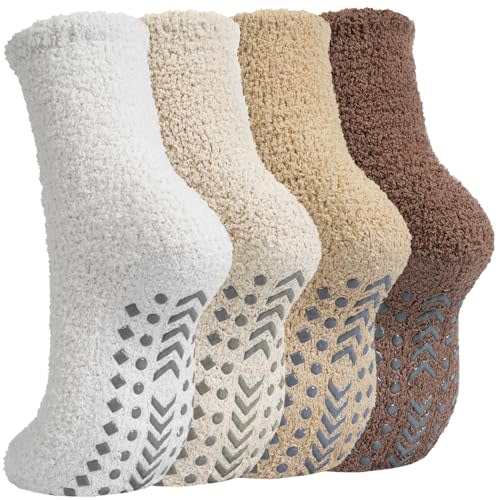 Grip Socks Women,Fall Fuzzy Slipper Socks Hospital Postpartum Essentials | Non Slip Slipper Sock,Grippy Warm Winter Socks,Fuzzy Fluffy Cozy Christmas Socks Gifts Elderly,Labor and Delivery Essentials