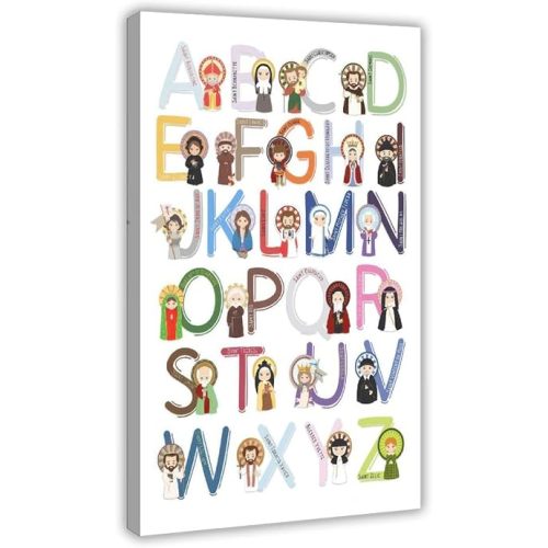 Saint ABC Poster Print. Catholic Wall Art Poster. First Communion. JPII, Mother Teresa, Mary Prayer Kids Saints Frame-style 08x12in