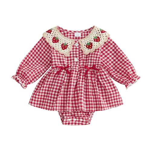 Baby Girl Fall Outfits Long Sleeve Romper Dress + Headband + Socks Set | Soft ribbed romper dress for 0-12m baby girl, white ruffle & bow design, cute headband for sweet daily photoshoot wear
