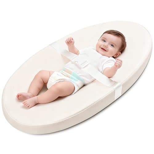 Baby Diaper Changing Pad, Wipeable Baby Changing Pad for Dresser, Contoured Waterproof Changing Pad with PU Cover, Non-Slip Safety Belt & Bottom, Portable, Lightweight