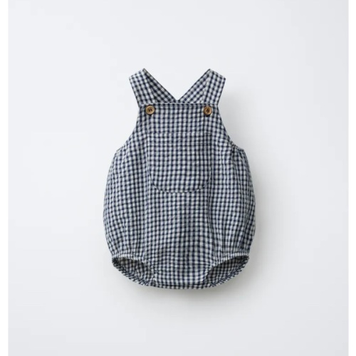 GINGHAM ROMPER - Navy blue | ZARA United States