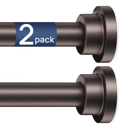ENJOYBASICS 2 Pack Tension Curtain Rod, 32-54" Adjustable, Stable, Bronze | Secure Hold with Strong Spring & Non-Slip Ends, No-Drill, No Tools, Sag-Resistant, Waterproof, Fits Windows, Showers & Closet