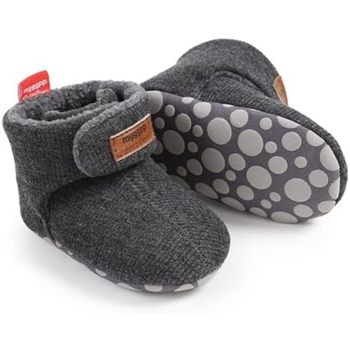 GDSDYM Baby Booties Cozy Fleece Slippers Soft Baby Shoes With Gripper Soles, Winter Infant Newborn Crib Sock Shoe Warm Footwear First Walkers