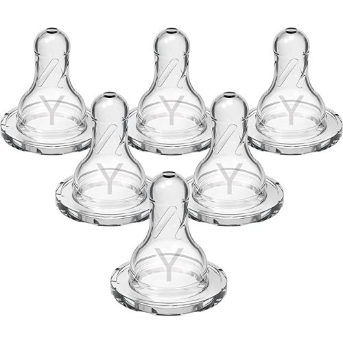 Dr. Brown’s Natural Flow Y-Cut Narrow Baby Bottle Silicone Nipple, Ideal for Thicker Liquids, 9m+, 100% Silicone Bottle Nipple, 6 Count