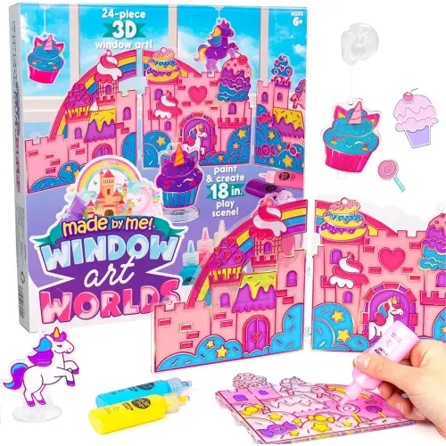 Made By Me Paint & Create Window Art Worlds Unicorn Kit – DIY Suncatcher Kit for Kids Ages 6+ – Create Your Own Suncatchers & Window Clings