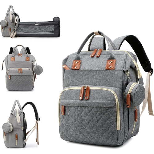 Acesvuit, Diaper Bag with Changing Station, 13"x8"x16.5", Grey