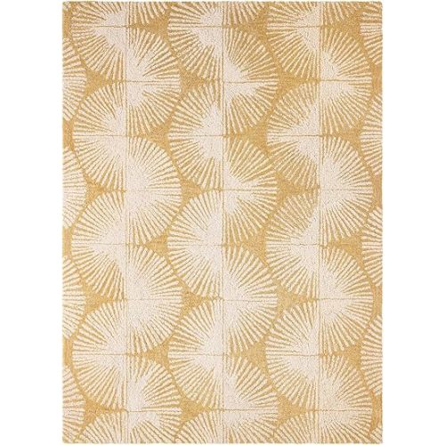 Nicole Miller New York Kendall Fluted Geo Handcrafted Area Rug, 100% Wool Rug, Gold, 5'x7’