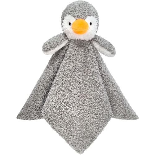 Baby Gray Penguin Soft Stuffed Animal Security Blanket, Plush Penguin Character Lovey Blanket, Baby Shower/Nursery Gift, Newborn Infant Toddler Snuggle Blankie for Boys Girls, 14 Inches